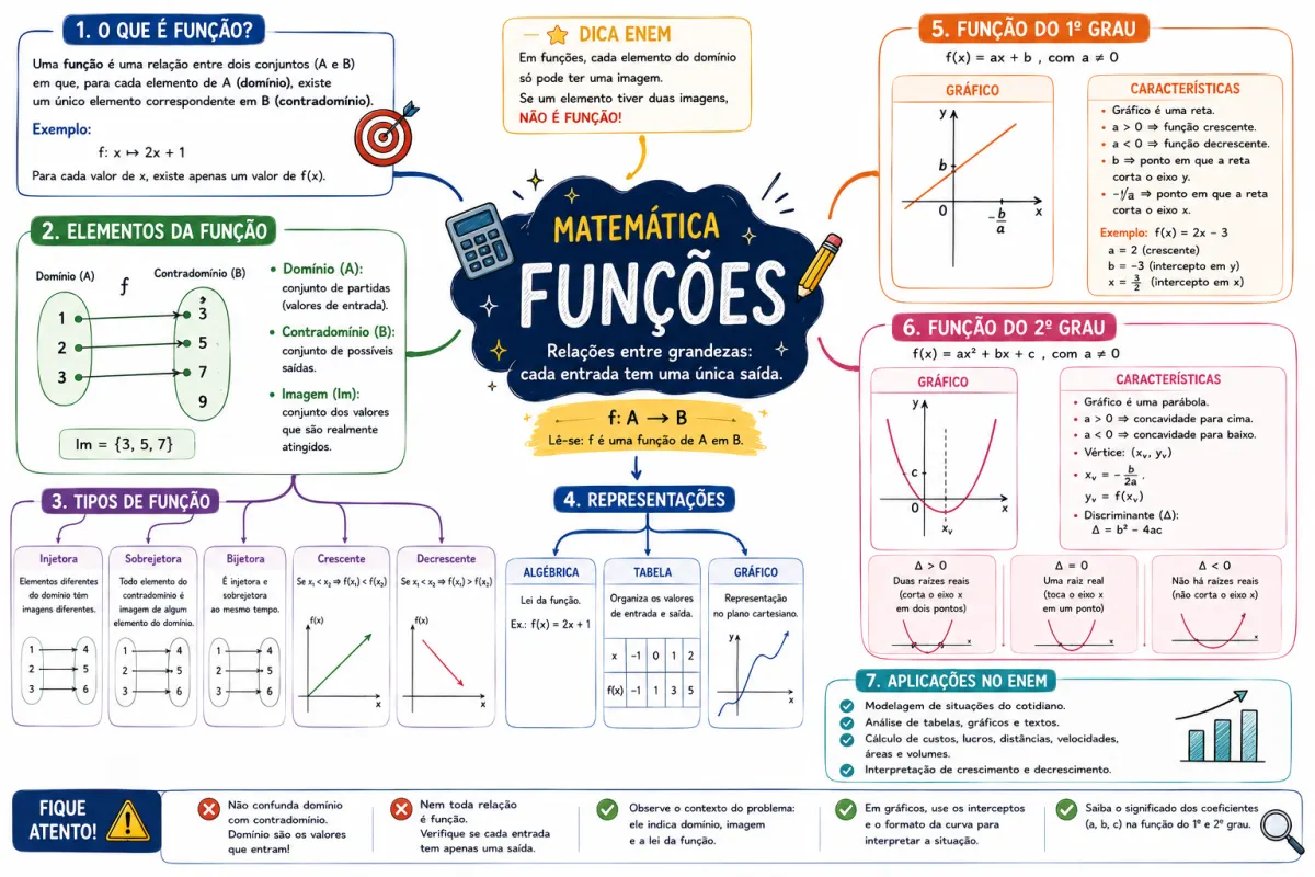 Mapa mental de Matemática · Funções
